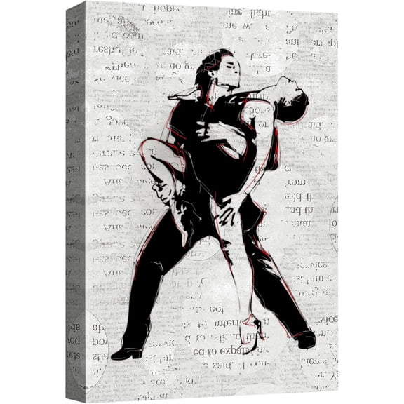 VELVET Canvas Prt Wall Art Dancg Duo on Newspaper Prt Dance Fashion Illustrations Modern Art Chic Portrait Expressive Multicolor Cool for Livg Room, Bedroom, Office - 16x20inch Framed