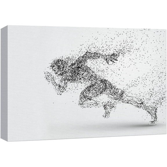 VELVET Canvas Prt Wall Art Dot Explosion Abstract Track & Field Runner Sports Athletes Rustic Scenic Urban Exercise Colorful for Livg Room, Bedroom, Office - 10x8inch Framed