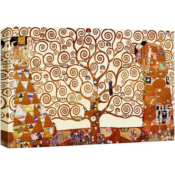 VELVET Canvas Prt Wall Art Tree of Life by Gustav Klimt People Historic Illustrations Fe Art Traditional Scenic Colorful Multicolor Ultra for Livg Room, Bedroom, Office - 10x8inch Framed
