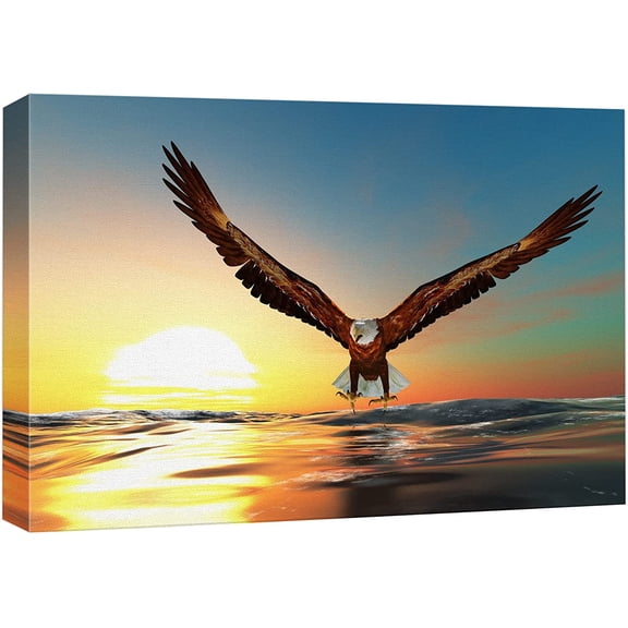VELVET - Canvas Prts Wall Art - Bald Eagle Flyg Above The Sea | Modern Wall Decor/Home Decoration Stretched Gallery Canvas Wrap Giclee Prt. Ready to Hang - 10x8inch Unframed