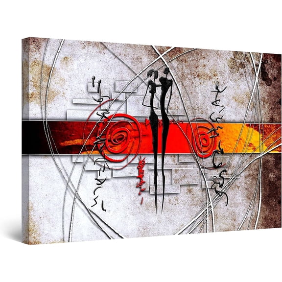 VELVET Canvas Wall Art Abstract Gray Geometry Love Black Patg Day & Night Effect - Modern Home Decor, Vivid Color Prt, Elegant Gift Idea Unique Lumous Artwork 14x11inch Framed