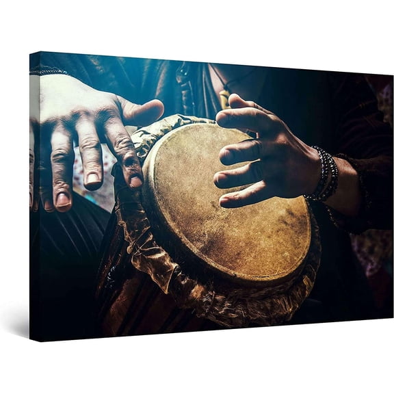 VELVET Canvas Wall Art Decor - Traditional Drum - Stretched Prt, Modern for Bedroom or Livg Room, Office Ready to Hang Home Decor Unique Lumous Artwork Day & Night Effect 10x8inch Unframed