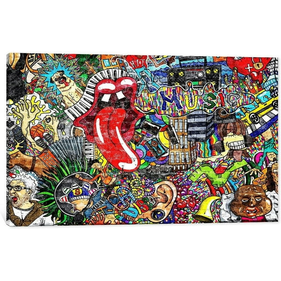 VELVET Canvas Wall Art Graffiti Pop Street Art Canvas Prints for Wall Decor, Modern Cool Graffiti Poster Artwork for Guys Bedroom Man Cave Ready to Hang 24x16inch Framed