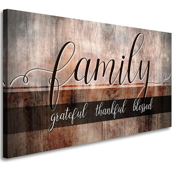 VELVET Canvas Wall Art for Livg Room,Family Grateful Thankful Blessed,Family Signs Wall Decor Canvas Prts,Blessed Wall Decor,Artwork Patg Home Decoration Ready to Hang 14x11inch Framed