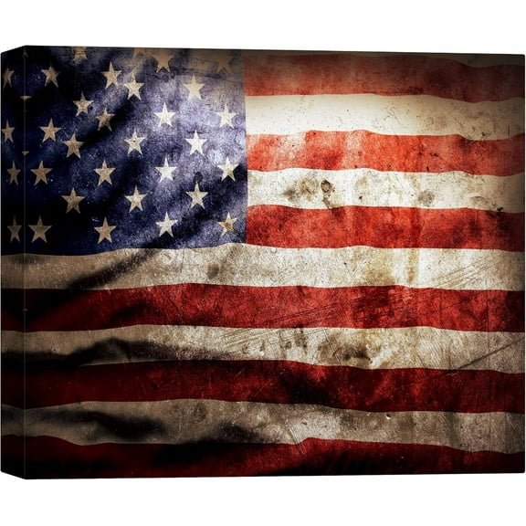 VELVET Canvas Wall Art US Flag Poster Giclee Wall Decorations for Living Room High Definition Printed 14x11inch Framed