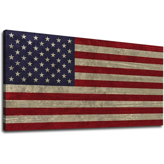 VELVET Canvas Wall Art Vtage Flag The Stars and The Stripes Contemporary Artwork Retro Rustic American National Flag Picture for Livg Room Office Wall Decor Large Canvas Patg Prts 10x8inch Unframed