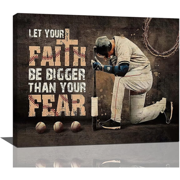 VELVET Christian Baseball Wall Art Sport Theme Teen Boy Room Wall Decorspirational Quotes Pictures Canvas Prints Artwork Baseball Decor For Boys Room Playroom Bedroom Gym 24x20inch Framed
