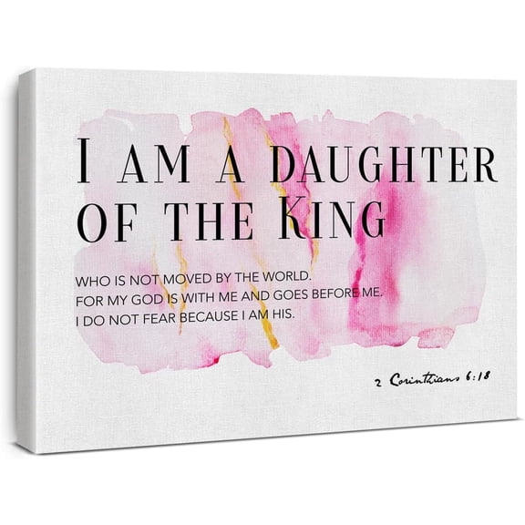 VELVET Daughter Gift From Dad Mom Bible Verses Canvas Wall Art I Am the Daughter of a Kg Prts Watercolor Christian Patgs Artwork Ready to Hang Home Girl Nursery Decor es 20x16inch Framed