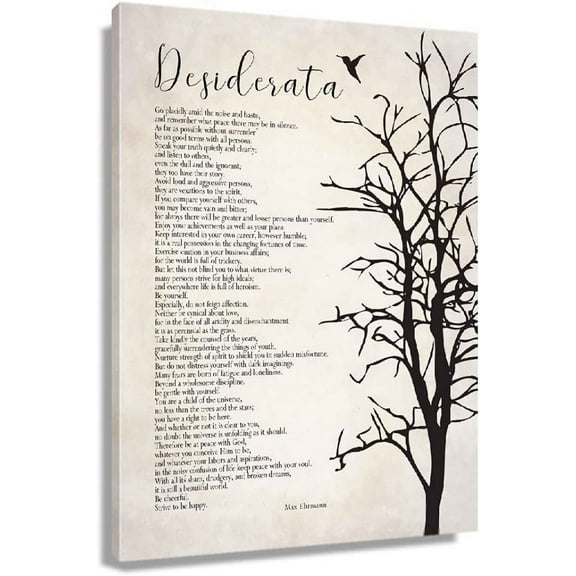 VELVET Desiderata Poem spirational Wall Art Posters Encouragg Quotes Wall Decor Canvas Prts Modern Vtage Patg For Livg Room Poetry Artwork 16x24inch Framed