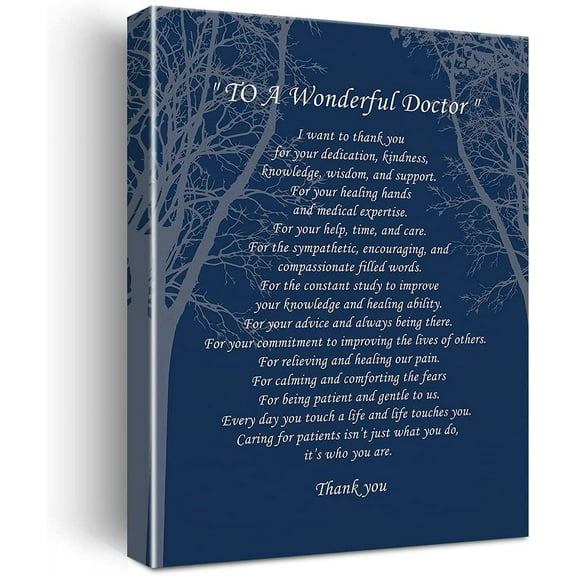 VELVET Doctor Gifts: Poem Poster Canvas Wall Art, Ready to Hang for Home/Office/Livg Room Decor, Thank You Gifts, Easel & Hangg Hook 8x10inch Framed