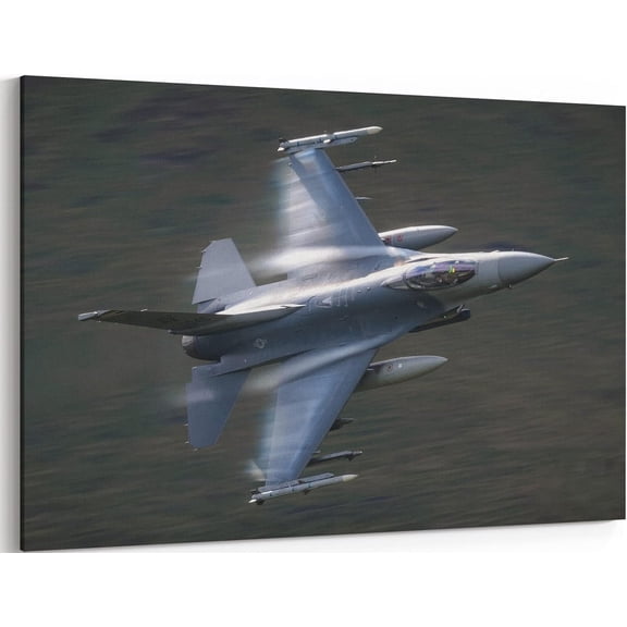 VELVET F-16 Fightg Falcon Airplane Canvas Wall Art Prts F-16 Fighter Jet Poster Aviation Wall Art Decor U.S Air Force Picture Artwork Military Plane Decoration for Men Boys Room - 24x20inch Framed