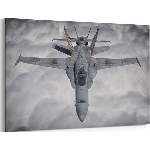 VELVET F-18 Airplane Canvas Wall Art Prts F-18 Hornet Strike Fighter Jet Poster Aviation Wall Art Decor U.S Air Force Picture Artwork Military Plane Decoration for Men Boys Room - es 16x12inch Framed