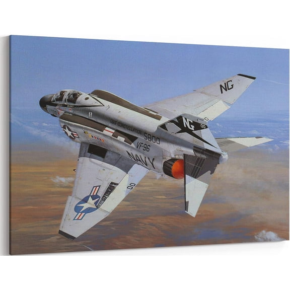 VELVET F-4 Airplane Canvas Wall Art Prts Boeg F-4 Phantom II Fighter Jet Poster Aviation Wall Art Decor U.S Air Force Picture Artwork Military Plane Decoration for Men Boys Room - es 24x16inch Framed