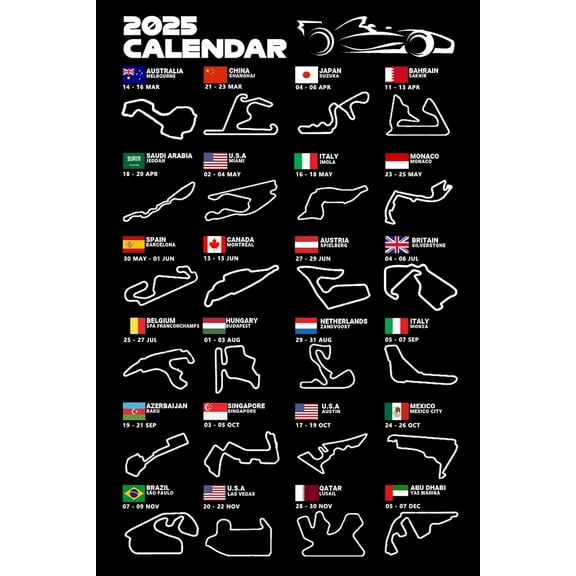 VELVET F1 Poster Track Wall Art Picture for Boys Room Office Decor Formula 1 Merchandise Racg Gift 8x10inch Unframed