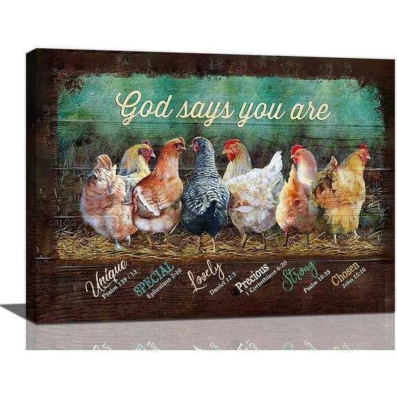 VELVET Farmhouse Chicken Wall Art Country Roosters Hen Pictures Rustic Chicken Decor Canvas Painting Chicken Decorations Artwork for Kitchen Bedroom Bathroom Living Room 24x20inch Framed