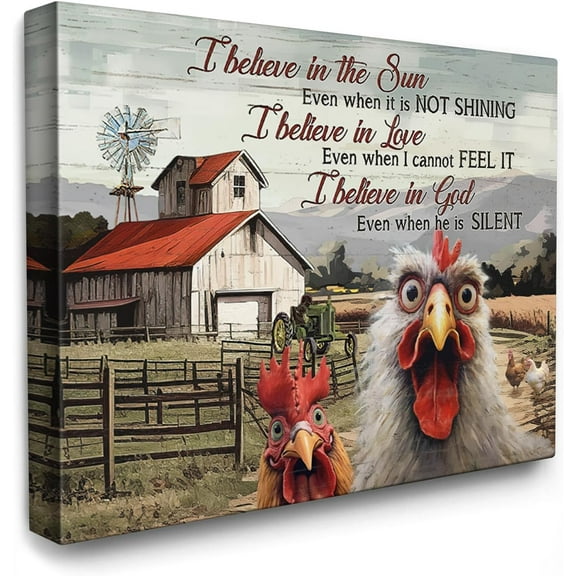 VELVET Farmhouse Rooster Canvas Wall Art Funny Farm Barn Chicken Patg Wall Decor Posters Home for Livg Room Bedroom Bathroom Decoration 14x11inch Framed