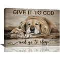 thumbnail image 1 of VELVET Farmhouse Wall Art Rustic Give It to God and Go to Sleepspirational Quotes Pictures Wall Decor Dog Painting Canvas Print Country Christian Bible Verse Artwork Living Room 18x12inch Framed, 1 of 5