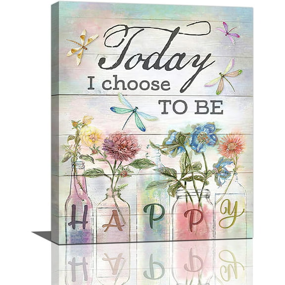 VELVET Floral Bathroom Wall Art Country Flower Dragonfly Pictures Wall Decor Rustic Canvas Print Painting Artwork Home Decorations for Bedroom Living Room Office 12x16inch Framed