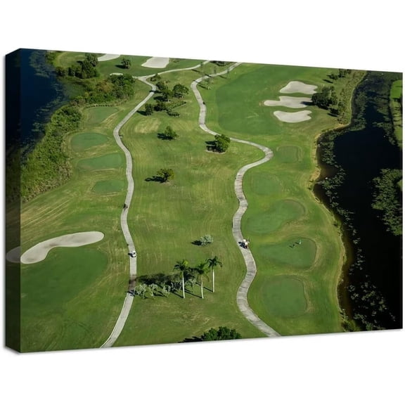 VELVET Florida Community Golf Course Wall Art for Livg Room Bedroom Bathroom Home Decorations Golf Course Picture Poster Canvas Prts Modern Artwork Ready to Hang 24x20inch Framed