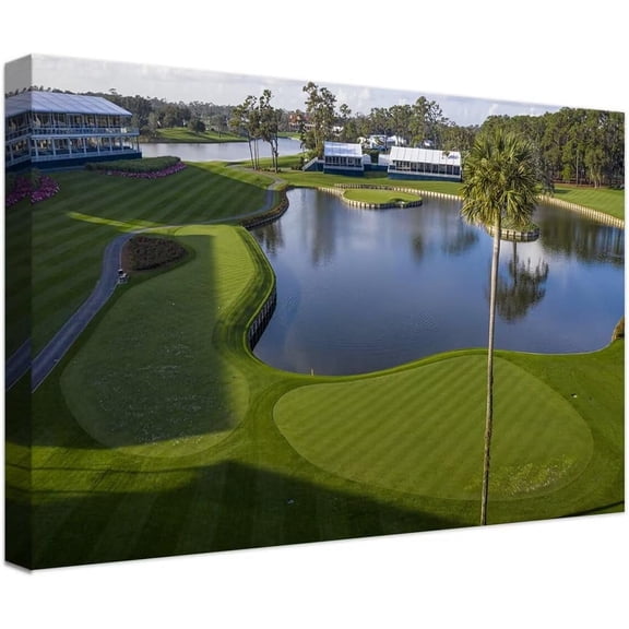 VELVET Florida Golf Course Wall Art for Livg Room Bedroom Bathroom Home Decorations Golf Wall Decor Patgs TPC Sawgrass Golf Course Picture Poster Canvas Prts Ready to Hang 18x12inch Framed