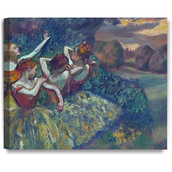 VELVET Four Dancers (1899) by Edgar Degas Giclee Canvas Prts Wall Art for Home Decor 10x8inch Unframed