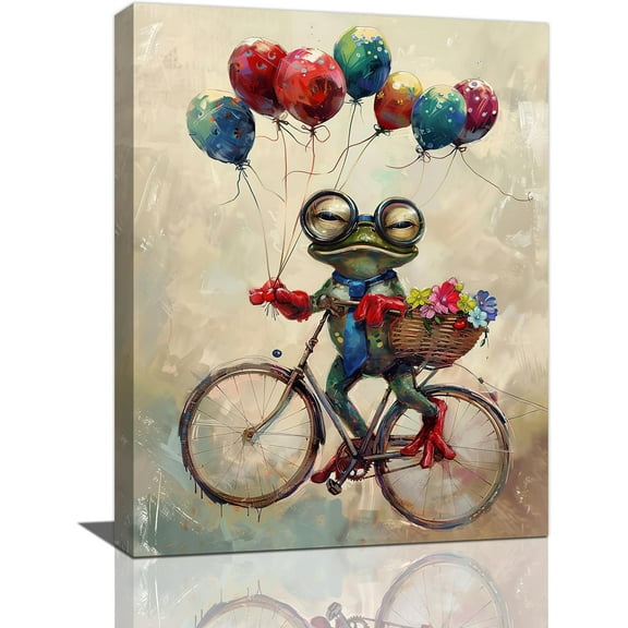 VELVET Frog Wall Art Banksy Frog Pictures Vintage Frogs Canvas Wall Decor Painting Pop Home Modern Artwork Decorations for Living Room Bedroom Bathroom Office 16x20inch Framed