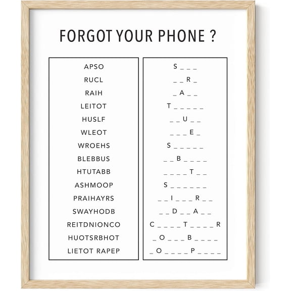 VELVET Funny Bathroom Decor & Signs | Black and White Unscramble Wall Art, Beige Guest Bathroom Humor Sign for Powder Room | Unframed