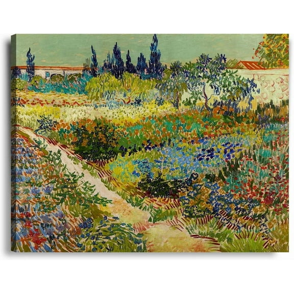 VELVET Garden at Arles in July, Van Gogh Art Reproduction, Giclee Print Canvas Oversized Wall Art for Home Decor, 10x8inch Framed
