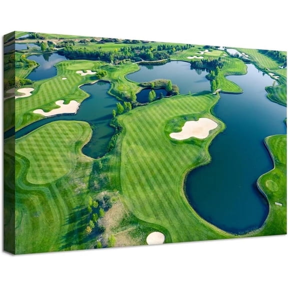 VELVET Golf Wall Art for Office Golf Course Picture Poster Canvas Prts Golf Course Picture Wall Decor for Livg Room Bedroom Bathroom Home Decorations Artwork Ready to Hang 10x8inch Framed