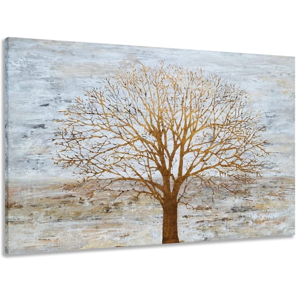 VELVET Hand Painted Abstract Tree Painting for Modern Contemporary Home Decor 24x16inch Framed