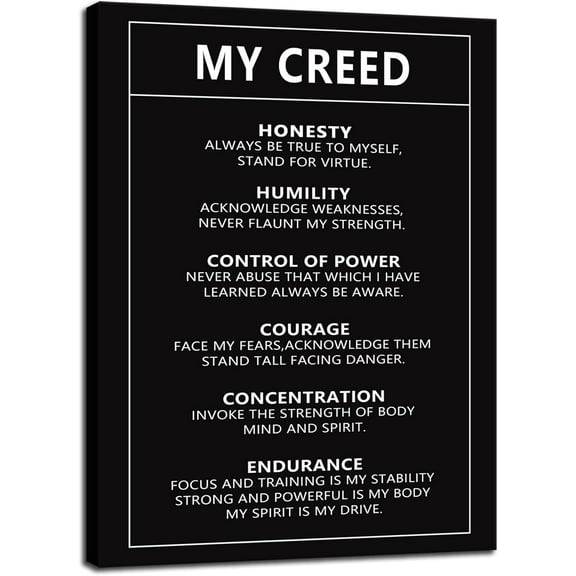 VELVET Inspirational Canvas Home Print Wall Art Motivational Picture My Creed Poster Painting Modernspiring Artwork for Office Living Room School Wall Decor Ready to Hang 16x20inch Framed