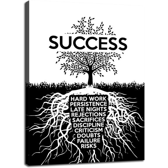 VELVET Inspirational Wall Art Motivation Entrepreneur Quotes Canvas Painting Success Tree Posters and Prints Artwork Modernspiring Office DecorHome Decorations Ready to hang 11x14inch Framed