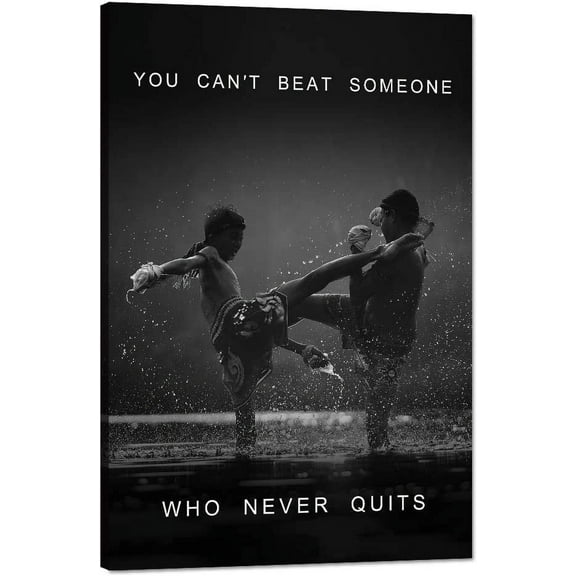 VELVET Inspirational Wall Art Motivational Fighting Canvas Painting Muay thai Pictures Thai Boxing Posters and Prints Artwork Modernspiring Office Living Room Sport Gym Decorations 20x24inch Framed