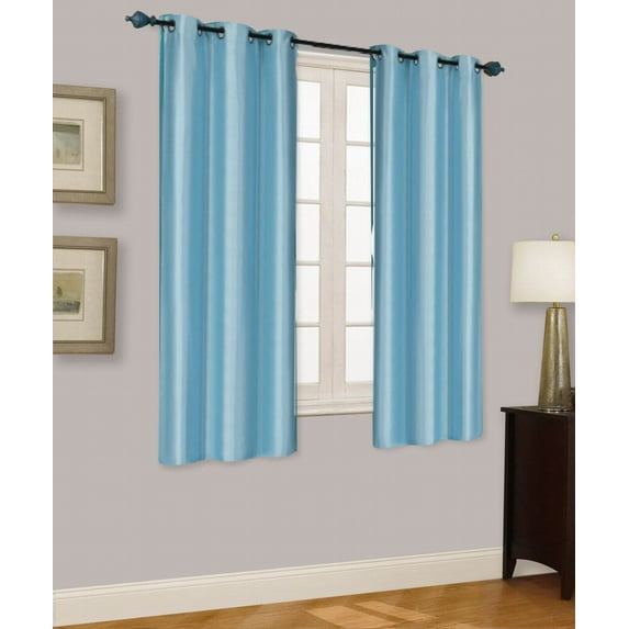 VELVET LIGHT BLUE BLACKOUT ENERGY EFFICIENT THERMAL PANEL WINDOW GROMMET DRAPE LIGHT FILTERING SIZE 35" WIDE X 63" LENGTH EACH PANEL