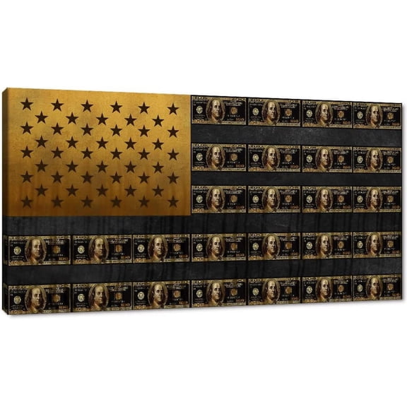 VELVET Large Artwork for Wall Abstract American Flag Made Up of Dollars Artwork Motivational Wall Art Work HD Prt Creative Art Prt for Bathroom Coffee Shop Gift Choice Art- 10x8inch Framed