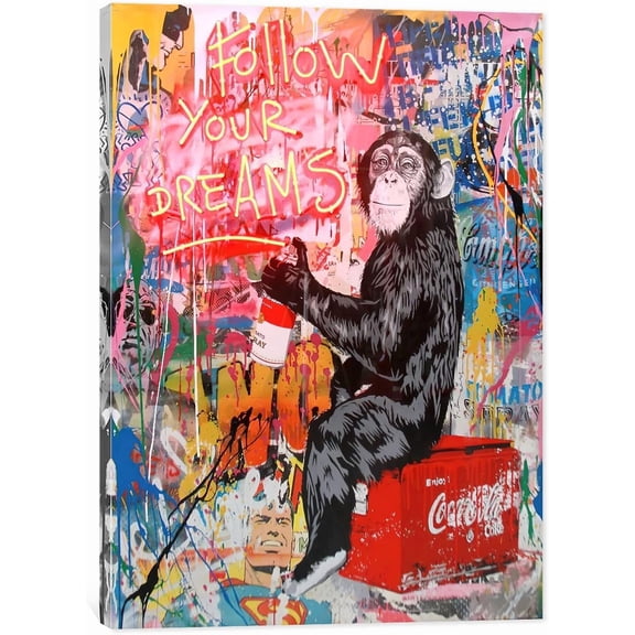 VELVET Large Graffiti Wall Art Canvas Prints for Wall Decor, Street Art Follow Your Dreams, Cool Artwork for Guys Bedroom Man Cave Decor 11x14inch Framed