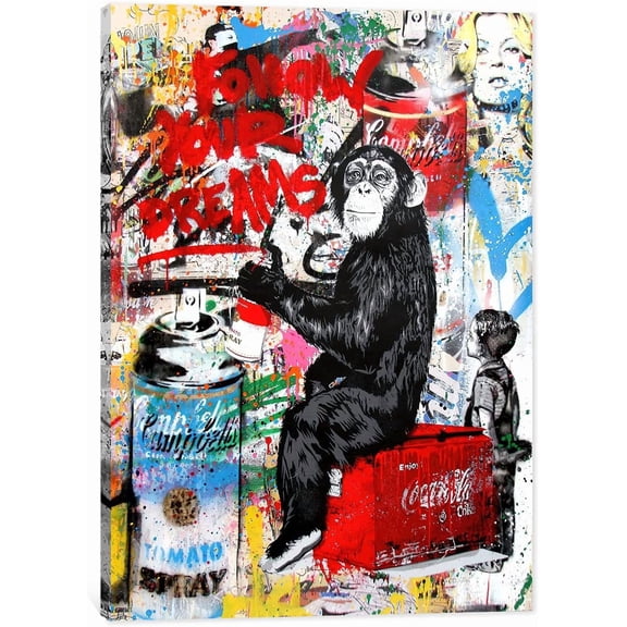 VELVET Large Graffiti Wall Art Canvas Wall Art, Street Art Follow Your Dreams Canvas Prints for Wall Decor, Artwork for Guys Bedroom Man Cave Decor 11x14inch Framed