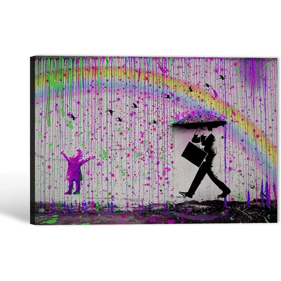VELVET Large Rainbow Graffiti Prints Colorful Canvas Wall Art,, for Modern Home Decor 14x11inch Framed