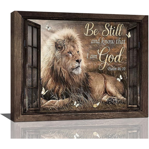 VELVET Lion Wall Art Rustic Farmhoues Christian Decor Of Judah Pictures Canvas Prints Artworkspirational Psalm Scripture Gifts Home Decorations For Bathroom Kitchen Office 10x8inch Framed