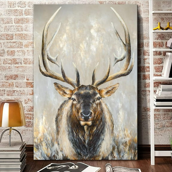VELVET Moose Canvas Wall Art Abstract Wildlife Elk Deer Picture Large Vintage Animal Painting for Bedroom Living Room Farmhouse Decor 11x14inch Framed