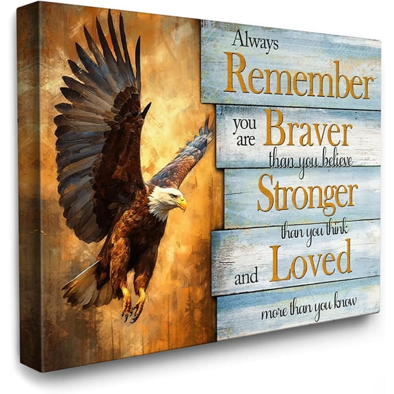 VELVET Motivational Bald Eagle Canvas Wall Art Flying Eagle Decor Paintingspirational Quotes Poster Home Decoration for Living Room, Bedroom, Bathroom 18x12inch Framed