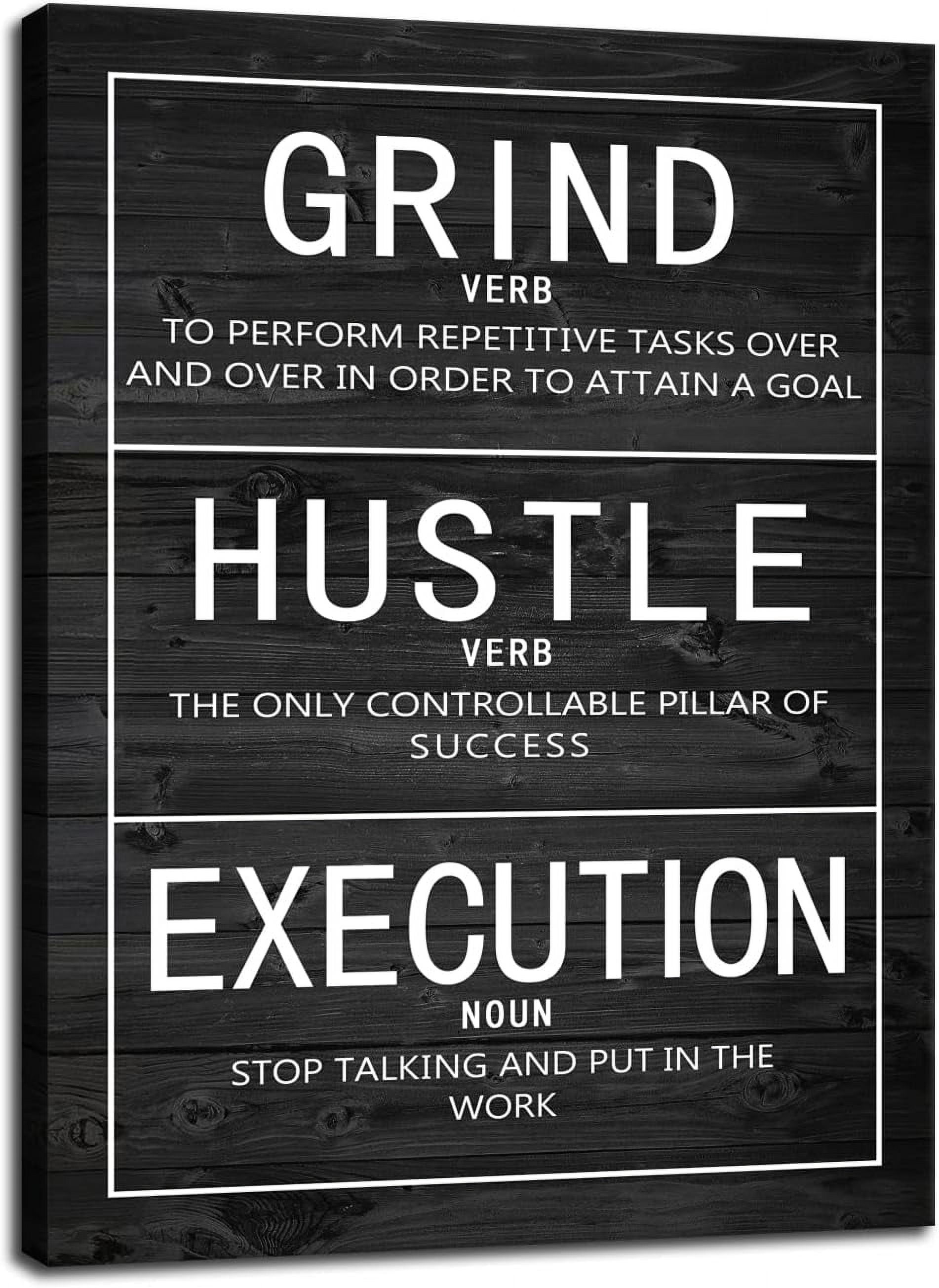 Curated visual reference: Fresh Look at Velvet Motivational Canvas Painting Wall Art Grind Verb Hustle Verb