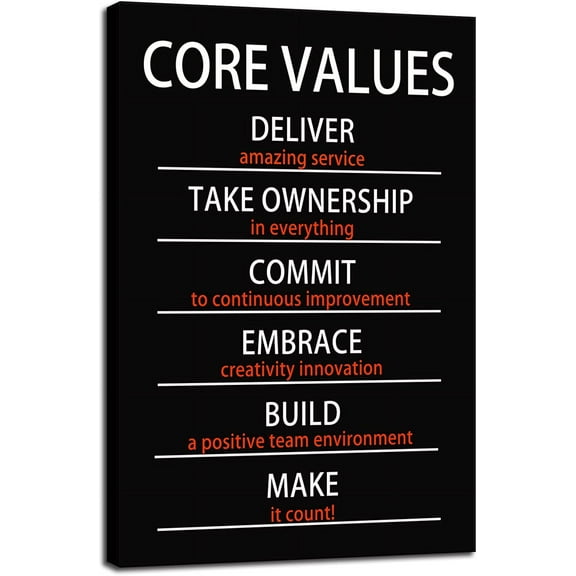 VELVET Motivational Office Canvas Wall Artspirational Canvas Painting Positive Quotes Posters Core Values Picture Prints Artwork for Home Library Decor Ready to Hang 11x14inch Framed