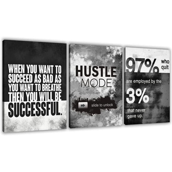 VELVET Motivational Painting Wall Art 3 Pieces Canvas Print Success Wall Art for Home Office Living Room Leader Canvas Quotesspirational Positive Poster Motivation Artwork 12x18inch Framed