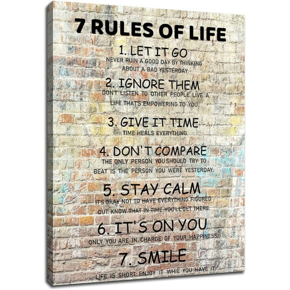 VELVET Motivational Wall Art Prt spirational Canvas Posters 7 Rules of Life Pictures Art Seas Patg Prts Positive Motto Office Quotes Wall Decor Artwork for Office Ready to Hang 8x10inch Unframed