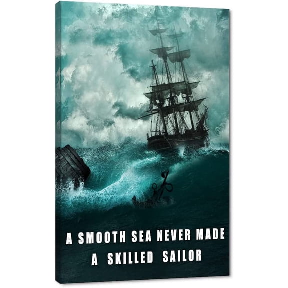VELVET Motivational Wall Artspirational Quotes Picturesspiration Motivationspire Canvas Painting Sailing Ship Storm Posters Prints Artwork Home Decor for Office Ready to Hang 8x10inch Framed