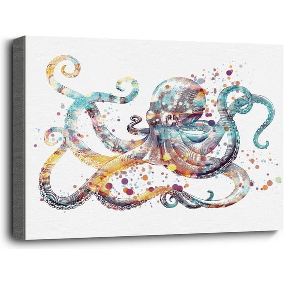 VELVET Octopus Canvas Wall Art Decor, Hangg Modern Octopus Animal Canvas Prts Poster Wall Art, Canvas Wall Art for Nursery, Kid's Room Decor, Home Decor Sign, Office Wall Decor 10x8inch Unframed