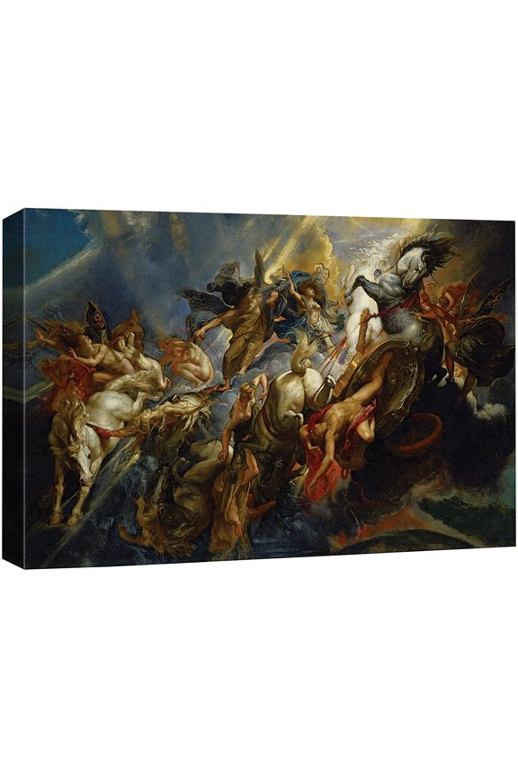 VELVET - Oil Patg of The Fall of Phaeton by Peter Paul Rubens - Baroque Style - Angels, Catholic, Christianity - Canvas Art Home Art - 10x8inch Framed