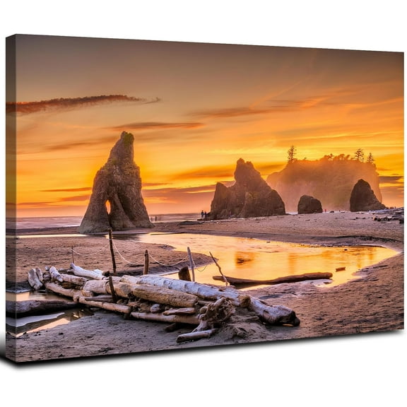 VELVET Olympic Sunset Wall Art Colorful Landscape Wall Decor Burnt Orange Mountains Picture for Nature Canvas Prints National Park Coastal Wood Scenery Poster Living Room Decoration 10x8inch Framed