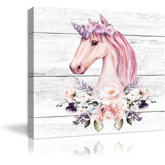 VELVET Pk Little Unicorn Wall Art for Girls Bedroom Prt Bathroom Pictures Modern Home Nursery Wall Decor Canvas Wall Art for Bedroom Artwork for Walls Unicorn Theme Wall Decoration 10x8inch Unframed